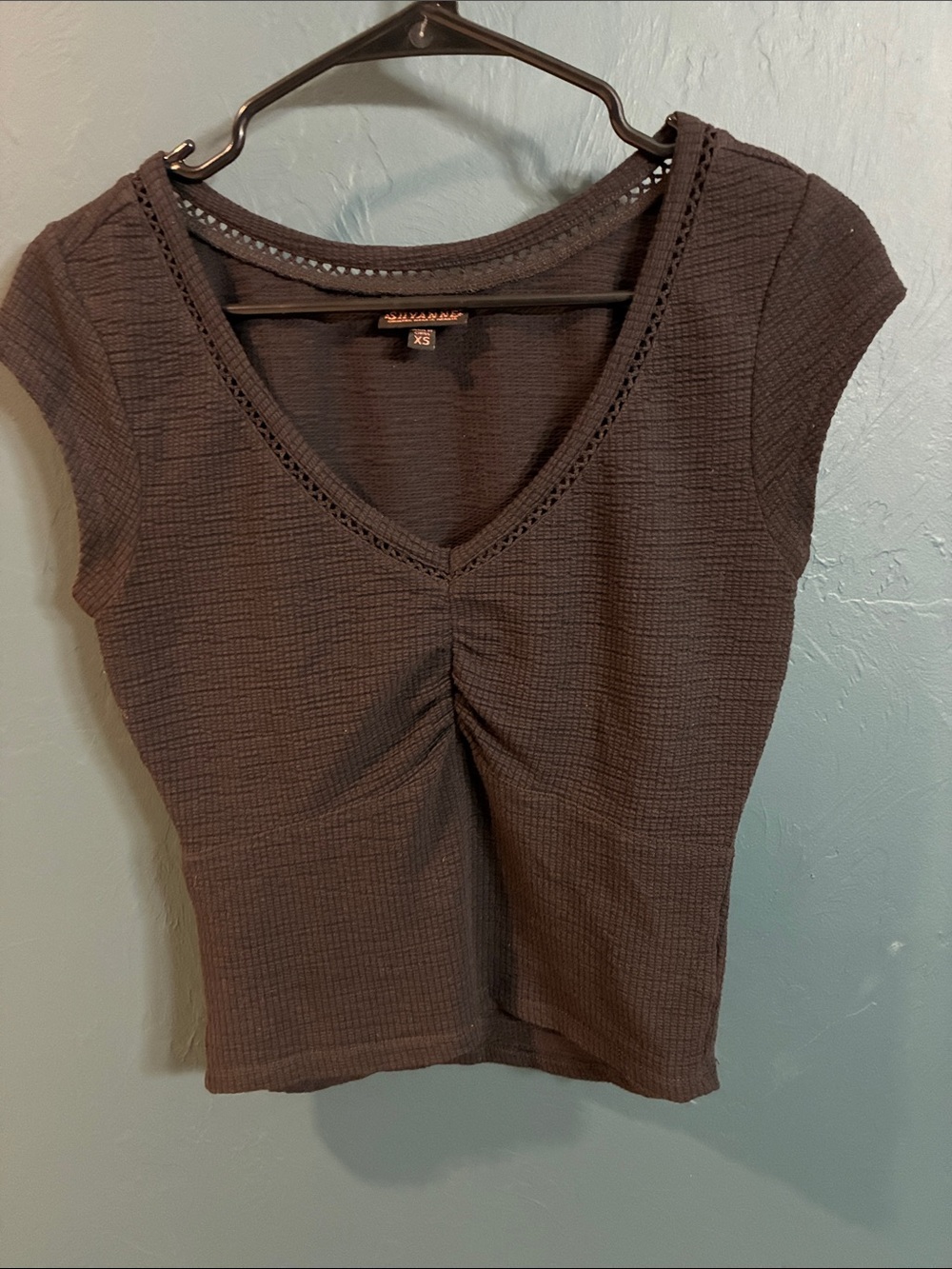 Women's V Neck Short Sleeve Stretch Knit Top - Picture 2 of 5